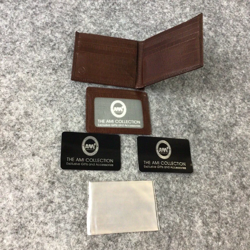 Ami Wallet Mens Brown Genuine Leather Credit Cards Cash Gift NWOT